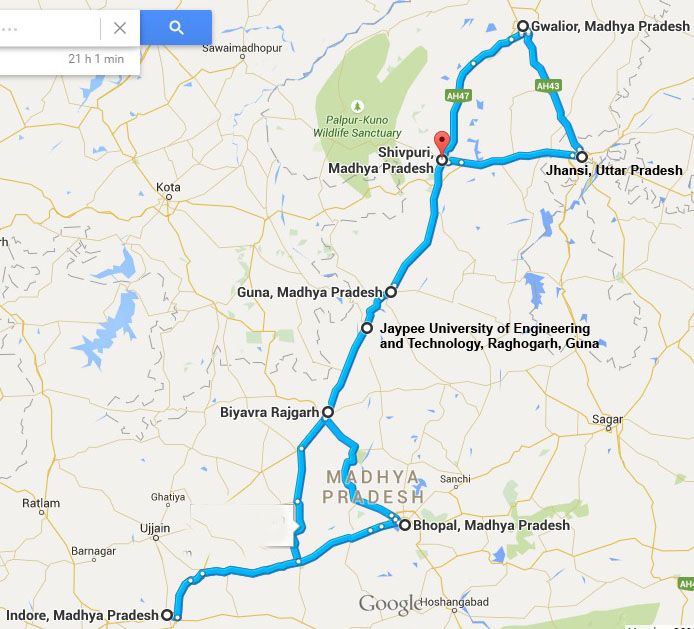 Gwalior To Indore Road Map How To Reach Jaypee University Of Engineering And Technology